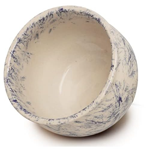 ETROVES Ceramic Shaving Bowl | Scuttle Leather Bowl for Men, Easy Leather Soap Bowl, 4 Inch, White Blue