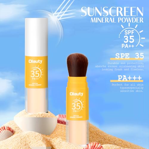 Mineral Sunscreen Setting Powder SPF 35, Translucent Brush on Powder Sunscreen for Face, Oil Control Natural Finish,Lightweight Breathable for Face,Scalp & Hair(Translucent)