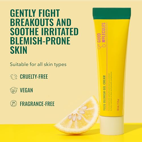 Good Molecules Yuzu Blemish Gel Cream - Lightweight Gel Moisturizer with Salicylic Acid (BHA) and Natural Extracts to Target Blemishes, Even Skin Tone, and Texture - Skin Care for Face