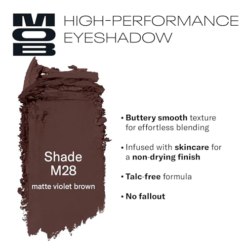 MOB Beauty Eyeshadow M28 Matte Rich Brown Plum ? Deep Cool Smoky Shade for Liner, Crease or Outer Corner, Talc-Free Vegan Cruelty-Free Skincare Infused Long Wear Sustainable Refillable Compact