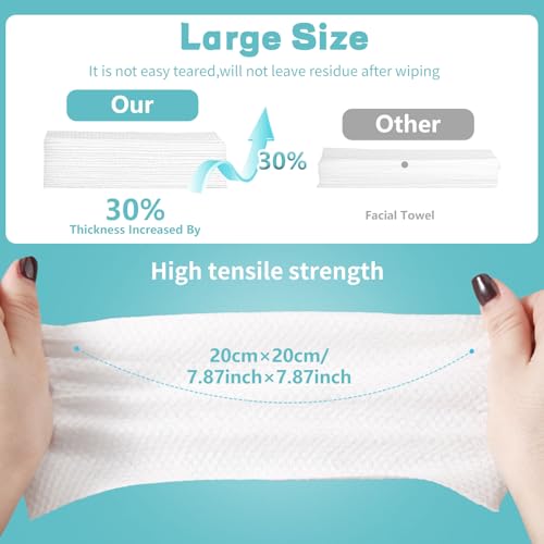 Disposable Face Towel 200 Count, Soft Cotton Facial Dry Wipes, Multi-Purpose for Skin Care, Makeup Remover, Face Wipes and Facial Cleansing