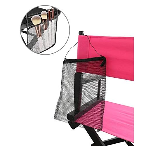 STAY GENT 5 in 1 Accessories Set for Makeup Artist Chair, (not Including Chair) Deep Pink Replacement Cover Canvas, 2 Portable Side Storage Bags and Hanging Mesh Bag