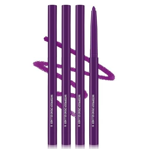 4PCS Matte Purple Eyeliner Pencil, Waterproof Smudge Proof Long-lasting, High-Pigmented Colorful Eye Liner Pencils, Retractable Eyeliner