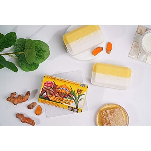 ASANTEE Rice Milk & Turmeric Soap Bar - Luxurious Body Soap for Soft, Clear, and Radiant Skin - Scent Long-Lasting (Pack of 1)