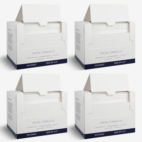200 Count Disposable Face Towels ? Value Pack Extra Thick Biodegradable Facial Cleansing Towels ? Lint Free Dry Wipes ? Soft Makeup Remover Cloth for Sensitive Skin