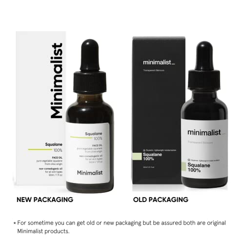 Minimalist Squalane 100% (Plant Derived) Face Oil for Moisturization | Improves Skin Hydration & Reduces Fine Lines | Restores Suppleness, Firmness & Elasticity of Skin | 1 Fl Oz / 30 ml