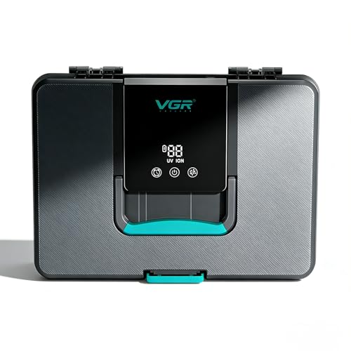 VGR 840 Barber Tool Storage Box with 365nm Light Technology, USB Powered Professional Organizer for Clippers, Trimmers, Guards & Barber Accessories, LED Display, Multi-Compartment Design