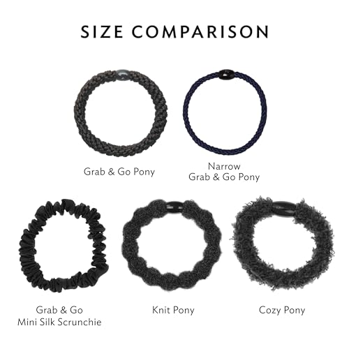 L. Erickson Brown and Purple Hair Ties for Women, Cozy Pony, 5 Pack, Stone, Extra Thick No-Crease Bands with Strong Hold and Damage-Free Design, Soft Fuzzy Ponytail Holders for All Hair Types