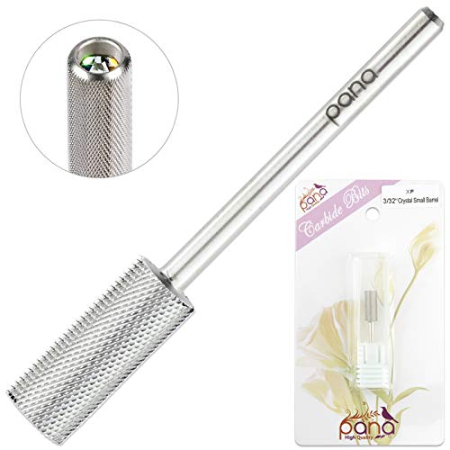 USA PANA Professional 3/32" Shank Size - Crystal Top Small or Large Barrel Carbide Bit - Nail Drill Bit for Dremel Machine (Gold, Silver - 4XC to Extra Fine Grit) (Small Barrel, Extra Fine, Silver)
