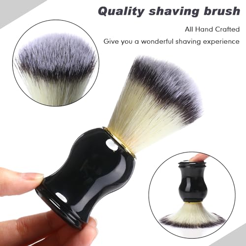 Patelai 4pcs Shaving Brush for Men Hand Crafted Shaving Brush for Wet Shave Using Shaving Cream Premium Quality Hair Bristle Bamboo Black Handle Shave Brush for Bearded Man Father Boyfriend Gifts