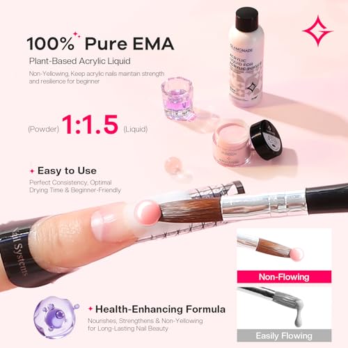 Acrylic Nail Kit with Everything: 0 Experience Required Complete Beginner Acrylic Nail Starter Kit with 48W Nail Lamp & Drill for Home DIY Manicure