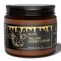QOOQ 100% Grass Fed Beef Tallow for Skin with Raw Honey & Beach Rose Oil - for Sensitive & Eczema Skin - Natural Face/Body Butter + Lip Balm, Coffee, 1.3 oz
