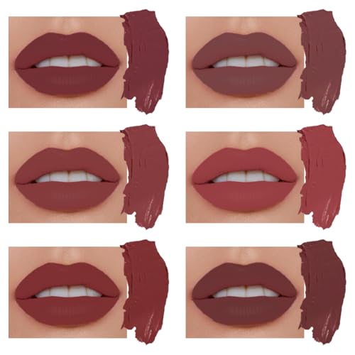 6Pcs Red Velvet Matte Lipstick Set, High Pigmented Long-Lasting Waterproof Lip Stick Lip,Moisturizing balms, Sheer tint, Shine & Glowy Finish,Stain Makeup Gift Sets.