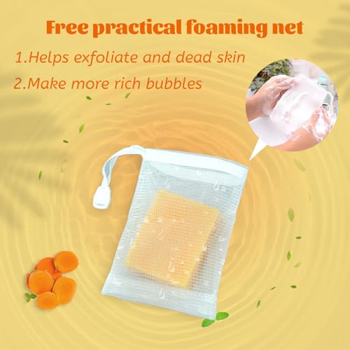 3 Pack Turmeric Soap Bar for Face & Body Cleanser, Organic Turmeric Soap, Smooth Skin and Moisturizing, All Natural Tumeric Soap, Handmade Turmeric Face Soap Ginger Soap, 3.53oz ¡¿ 3