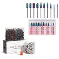 Makartt Nail Drill Bits Sanding Bands for Nail Drill #80#150#240 Grits 300Pcs Nail File Sanding Bands Bundle With 10Pcs Tungsten Carbide Nail Drill Bits