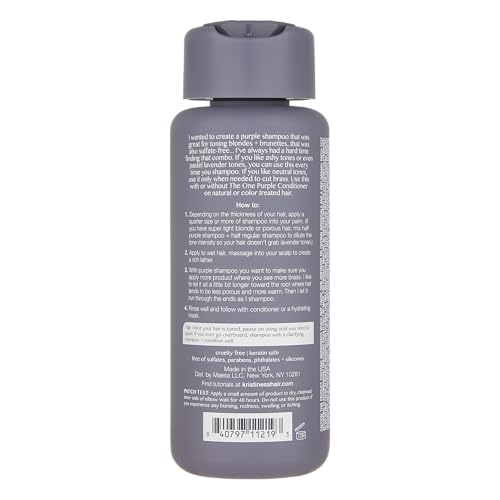 Kristin Ess Hair The One Purple Shampoo for Toning Blonde Hair - Neutralizes Brass + Yellow Tones, Shine Restoring - Sulfate, Silicone and Paraben Free, Color + Keratin Safe, 10 fl. oz.