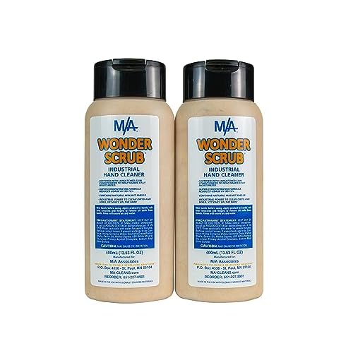 M/A Wonder Scrub - Industrial Strength Mechanic Hand Cleaner - Heavy Duty Walnut Shell Soap - Tough on Grease, Dirt, Oil, and Paint (2 bottles 400ml)