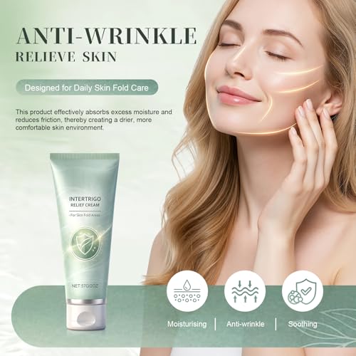 New Intertrigo Cream,Professional Intertrigo Relief Cream, Skin Fold Care & Chafing Support Cream With Zinc Oxide & Undecylenic Acid Helps Soothe Irritated Skin, Moisture & Friction Control (2PCS)