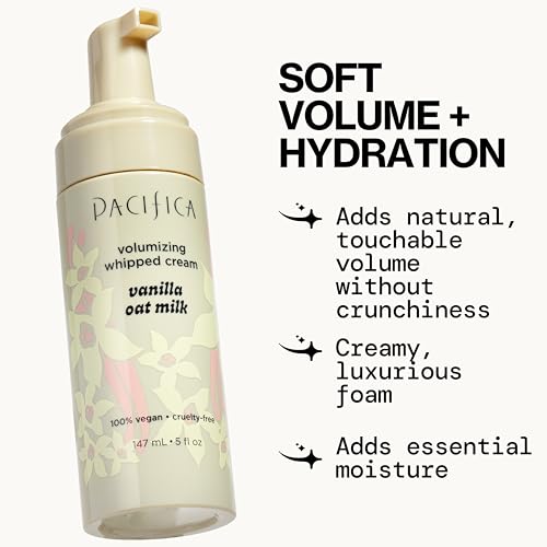 Pacifica Hair Mousse - Vanilla Oat Milk ? Light Hold for Soft Volume & Hydration with Touchable Hold, Delightful Vanilla Scent, Vegan & Cruelty-Free, 5 fl oz