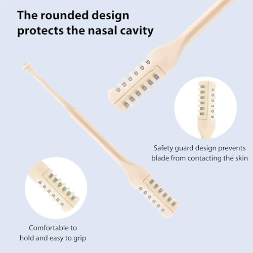10 Pcs 2-in-1 Nasal Cutter, Upgrade Double Sided Nose Knife, 360 Nostril Hair Remover Tool, Trimmer for Men, Women, Soft Cleaning Brush