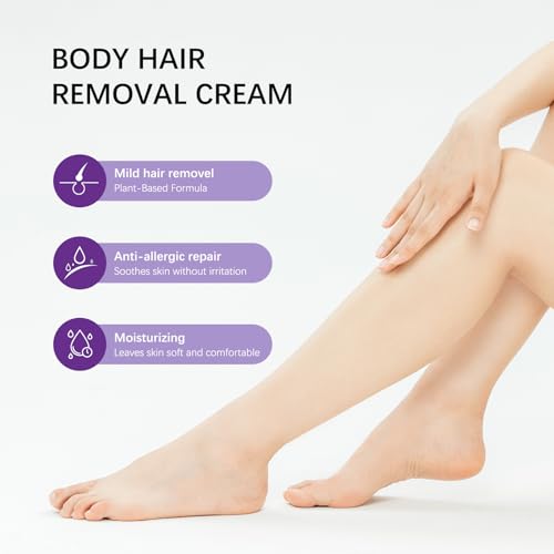 Body Hair Cream for Women & Men, Plant-Based Formula with Shea Butter, Skin-Smoothing Moisture Care, 3.38 fl oz