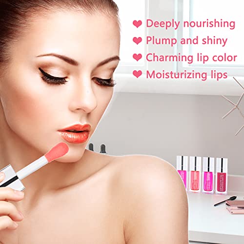 Sea-Maid Lip Oil, Hydrating Lip Gloss Tinted Lip Balm Transparent Lip Care, Big Brush Head Glitter Shine, Long Lasting Nourishing Non-sticky Fresh Texture, Green