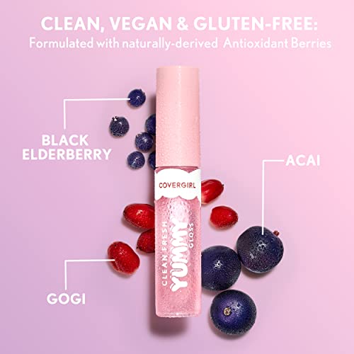 COVERGIRL Clean Fresh Yummy Lip Gloss,Sheer,Natural Scents,Vegan Formula - Coconuts About You,(Pack of 2)