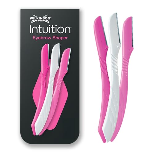 Wilkinson Sword - Intuition Eyebrow Shaper | Facial Hair Remover and Trimmer | Exfoliating Dermaplaning Tool | 3 x Disposable Razors