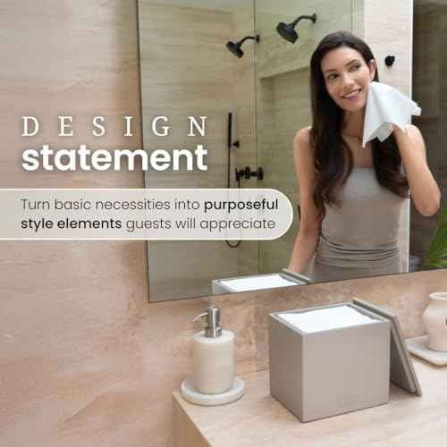 CLEAN SKIN CLUB Cement Box for 50 Disposable Clean Towels XL (Towels NOT Included), Concrete Container for Face Towelettes Bathroom Counter Storage, Cleansing Facial Dry Wipes - Taupe Stone