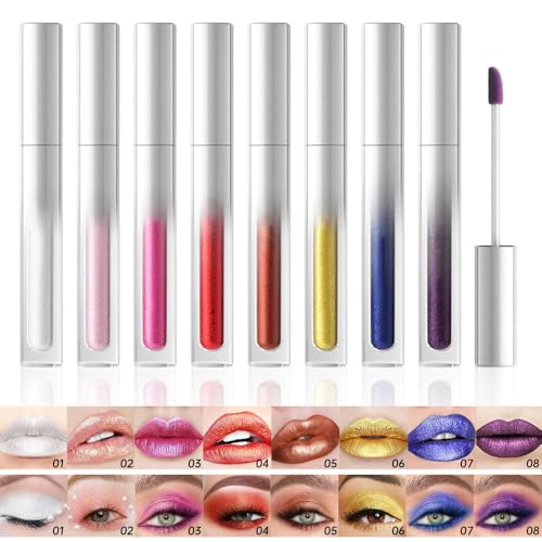 8 Colors Matte Champagne Rose Gold Lip Gloss, Multi-use Lip and Cheek Lip Tint Hydrating High Shin Tinted Formula for Fuller, Softer Lips, Cruelty-Free, Long-Lasting, 02#
