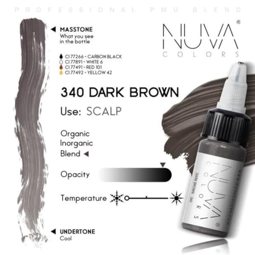 Nuva Scalp Micro-Pigmentation Ink - Customizable, Neutral Undertone for SMP Procedures, Vegan, Made in USA (Dark Brown)