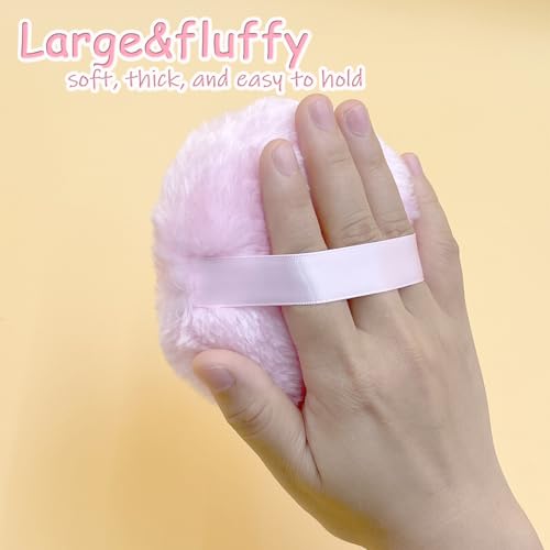 4.3 Inch Ultra Fluffy Body Powder Puff & 5.3 Inch Large Glass Jar Set,Dusting Powder Container with Puff,Multi-purpose Storage Holder Dish,Gothic Decor for Bedroom,Bathroom,Home(Black)