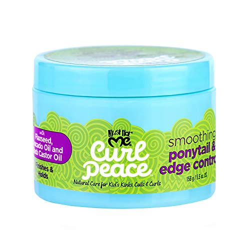 Just For Me Curl Peace Smoothing Ponytail & Edge Control (3 Pack) - Finishes & Holds, Contains Flaxseed, Avocado Oil & Black Castor Oil, 5 oz