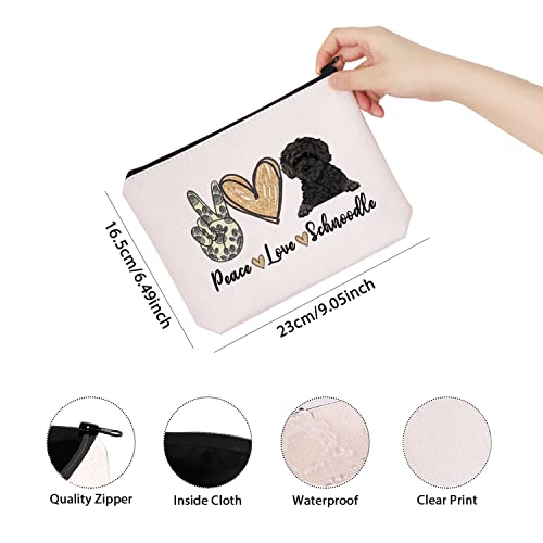 TSOTMO Schnoodle Mama Gift Peace Love Schnoodle Cute Puppy Themed Makeup Bag for Dog Lover (PLSchnoodle)