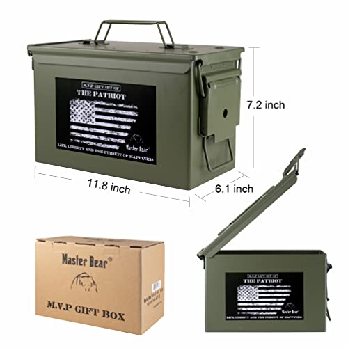 MASTER BEAR Ammo Can Gift Set For Men | Birthday Fathers Day Gifts From Wife, Son, Daughter for Husband, Dad | Glass Mug, Wristband, Sandalwood Amber - Bath Body Wash, Body Lotion, Facial Scrub mor