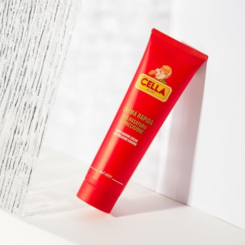 CELLA MILANO, Brushless Fast Shaving Cream for Precision Shaving, Transparent, Delivers for a Smooth Shave, Great for Prrecision Edging of Beards, Sideburns and Moustaches, 5.2 oz, Made in Italy