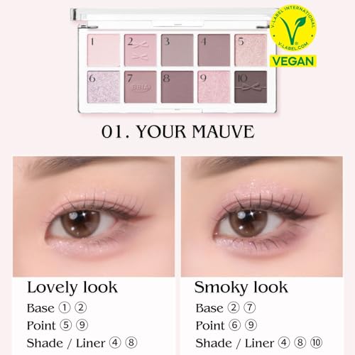 BBIA Essential Eye Palette - Buildable & Blendable Eyeshadow Palette Matte Finish & Gorgeous Shimmer Glitter Pearls Warm Cool Natural Shade Soft Shadow Colors Vegan Korean Makeup (01 YOUR MAUVE)