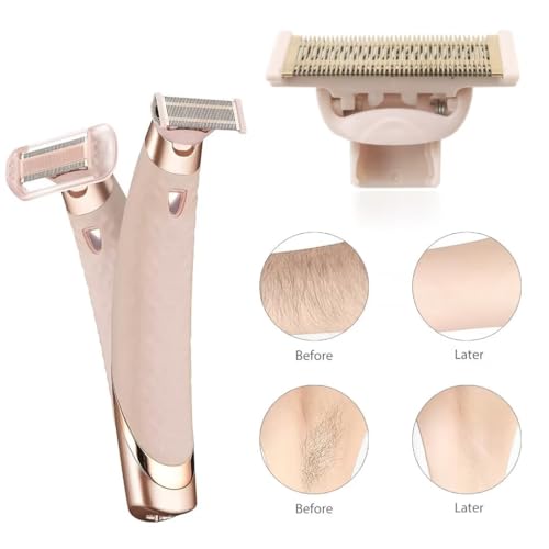 Razor Replacement Heads Replacement for Flawless Nu Razor, Rose Gold Plated Body Replacement Head with Covers (2 Count)