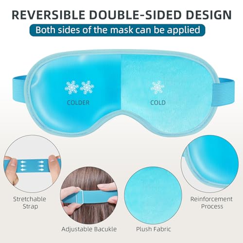 2 Pack Cooling Eye Mask for Puffy Eyes,Reusable Gel Cold Compress Pack for Puffy Eyes & Dark Circles, After Eyes Surgery, Migraine Relief, Headaches