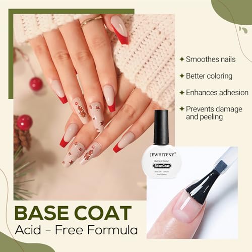JEWHITENY 14PCS Poly Gel Nail Extension Kit With 2 Bottles 10ML Gel Top Coat and Base Coat Set