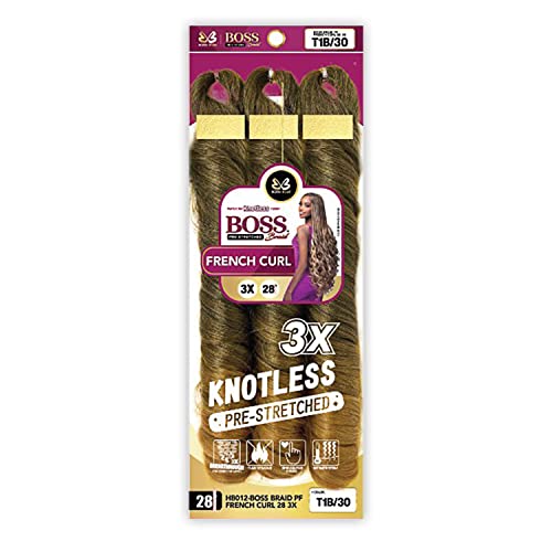 Bobbi Boss Boss Pre-Stretched Braids 3X Knotless French Curl Braiding Hair 28" (1 Pack, 1)