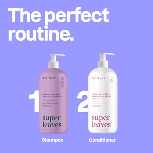 ATTITUDE Moisture Rich Hair Conditioner, For Dry and Damaged Hair, Naturally Derived Ingredients, Vegan Detangler, Dermatologiocally Tested, Quinoa and Jojoba, 32 Fl Oz