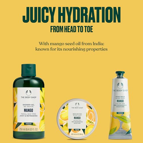 The Body Shop Mango Essentials Gift Set (Shower Gel 250ml + Body Yogurt 200ml + Hand Balm 30ml), Fruity Festive Trio with Mango Seed Oil, Nourishing & Hydrating Body Care, Vegan