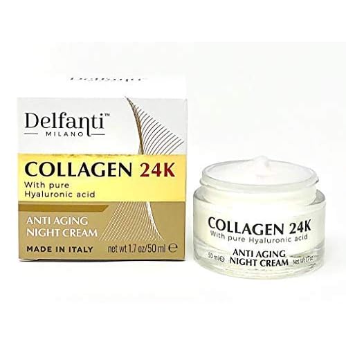 Delfanti-Milano ? COLLAGEN 24K ? Anti-Aging Night Cream ? Face and Neck Moisturizer with pure Hyaluronic Acid ? Made in Italy