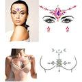 Rhinestone Mermaid Face Gems Rave Body Jewelry Tattoo Pink Body Stickers Festival Chest Gems for Women and Girls 2PC