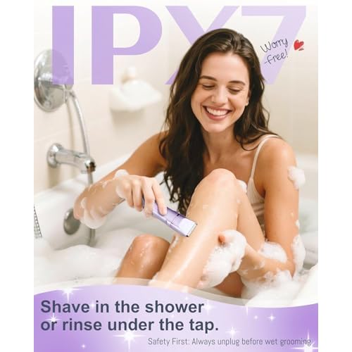 Bikini Trimmer for Women, 3-in-1 Electric Razors for Women, IPX7 Waterproof Rechargeable Cordless Pubic Hair Shaver for Ladies Bikini Pubic, Face, Underarms, Legs