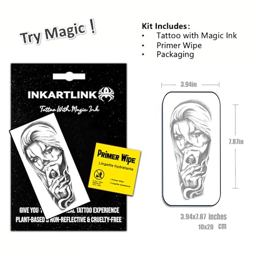 INKARTLINK Semi-Permanent Tattoo Stickers, Creative Halloween Adult Art Temporary Tattoos, Party Supplies, Waterproof, No Glue Required, Non-reflective, Lasts 1-2 Weeks ((Mexican Day of the Dead 1)