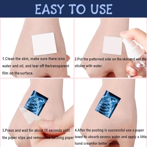 144PCS Radiology X Ray Temporary Tattoos Stickers Radiology Themed Party Favors Supplies Birthday Party Decorations