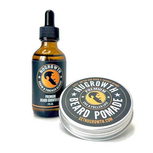 Beard Growth Kit for Black Men ? Beard Oil & Shea Butter Balm Set ? Softens, Moisturizes & Promotes Thicker Beards with Avocado, Mint & Jamaican Black Castor Oils (4 fl. oz.)