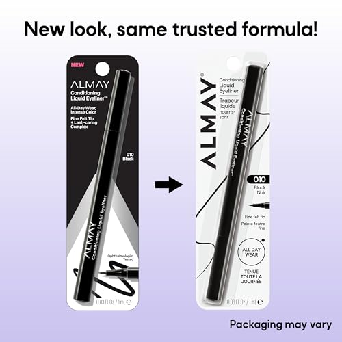 Almay Conditioning Liquid Eyeliner, Longwearing, Waterproof, Hydrating (Packaging May Vary), 30 Navy, 0.03 fl oz